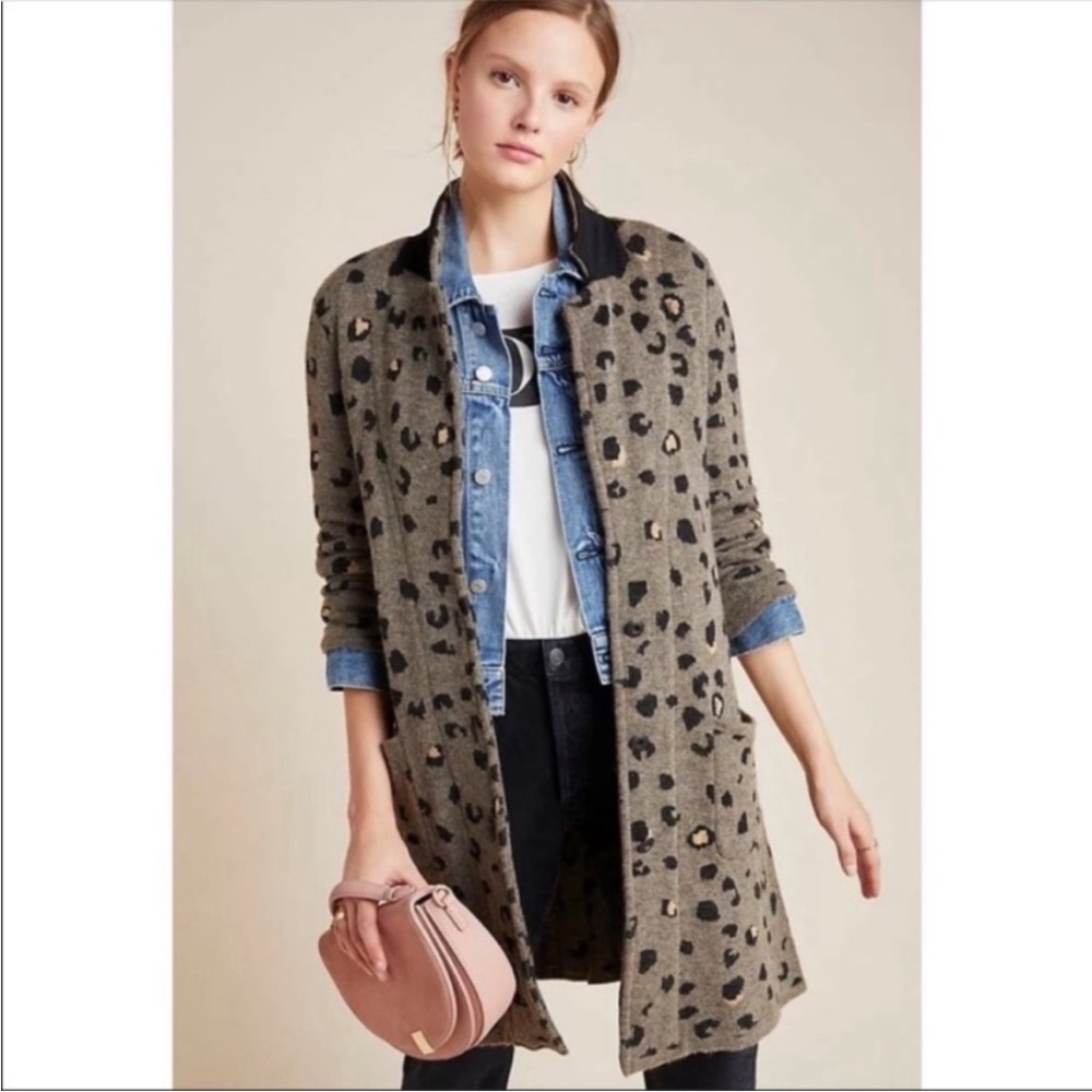Anthropologie Aldomartins Isabella cardigan jacket animal print